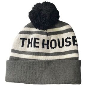 Beanie With Pom Pom New Knit Cap Cuffed The House One Size Striped Classic